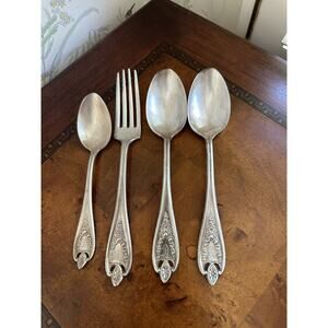 4 Pc Monogrammed “D” 1847 Roger’s Old Colony #1911 XS Triple Silverplate
